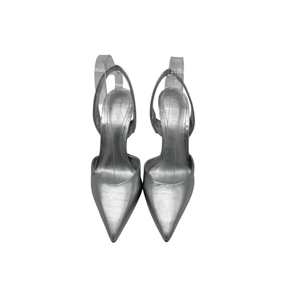Schutz 'Lou' Silver Leather Sling Back Pump Size 8B - Picture 4 of 5